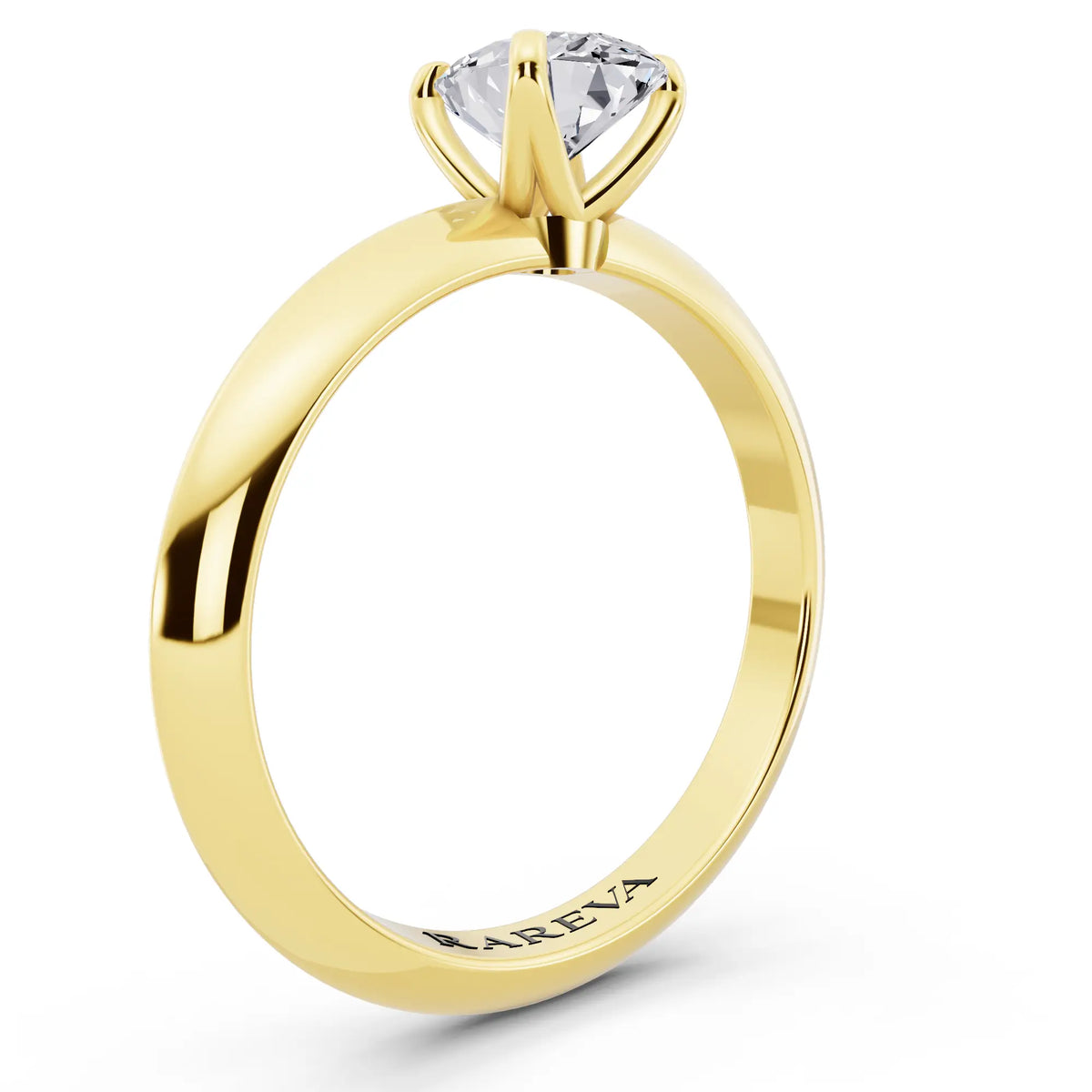 18 KT Yellow Gold Oval Cut Diamond Classic Solitaire Ring - top view