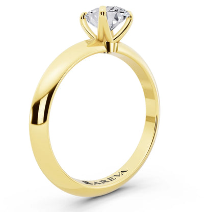 18 KT Yellow Gold Oval Cut Diamond Classic Solitaire Ring - top view