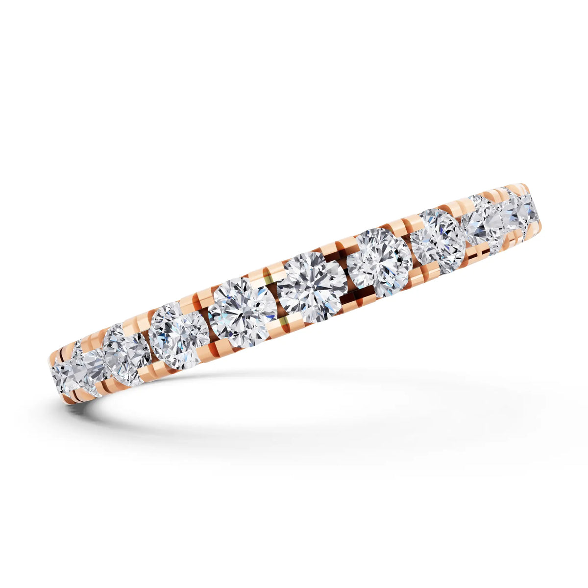 10K Rose Gold Round Cut Diamond Classic Eternity Band - 2mm - Side