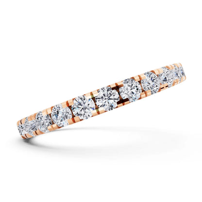 10K Rose Gold Round Cut Diamond Classic Eternity Band - 2mm - Side