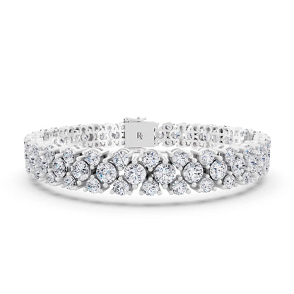 14K White Gold Multi Row Round Cut Diamond Tennis Bracelet - Main