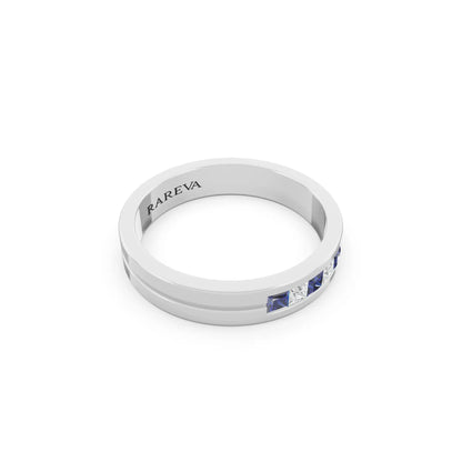 Platinum Men's Five Stone Princess Cut Diamond Channel Set Band - 4mm - Left