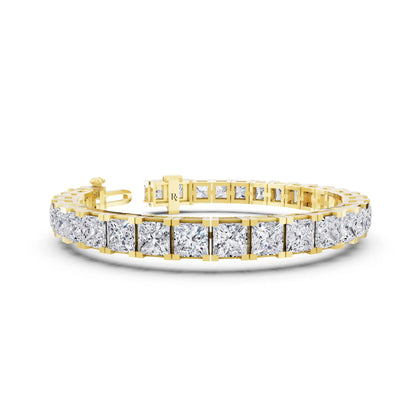 14K Yellow Gold Princess Cut Diamond Tennis Bracelet - Top1