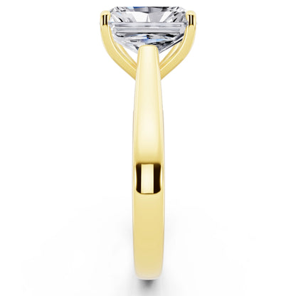 14 KT Yellow Gold Radiant Cut Diamond Solitaire Ring with Hidden Accent - side view