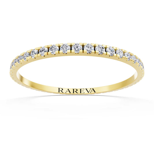 14K Yellow Gold Round Cut Diamond Classic Eternity Band - 1.6mm - Front