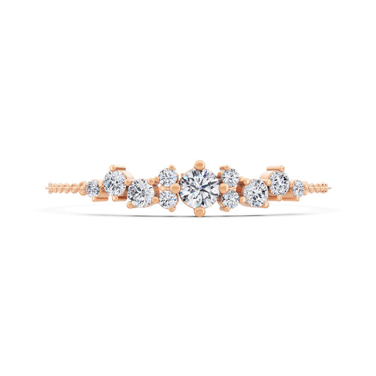 14K Rose Gold Round Cut Diamond Cluster Chain Bracelet - Front