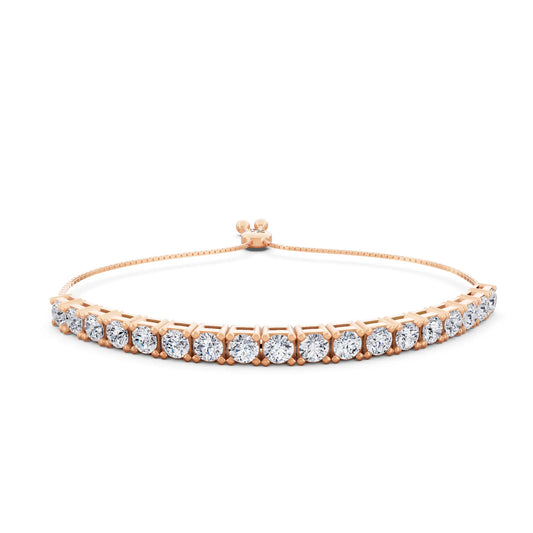 10K Rose Gold Round Cut Diamond Bolo Bracelet - Main
