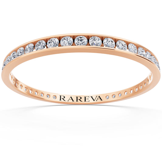 14K Rose Gold Round Cut Diamond Channel Set Eternity Band - 2.2mm - Front