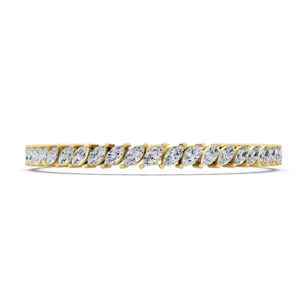 10K Yellow Gold Marquise Cut Diamond Tennis Bracelet - Front