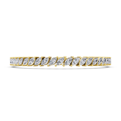 10K Yellow Gold Marquise Cut Diamond Tennis Bracelet - Front