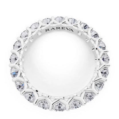 Silver Round Cut Diamond Unity Prong Eternity Band - 3mm - Top
