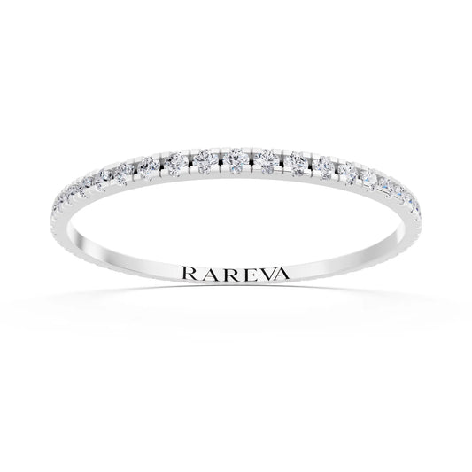 Silver Round Cut Diamond Classic Eternity Band - 1.5mm - Front