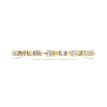 10K Yellow Gold Multi Shape Diamond Tennis Bracelet - Front