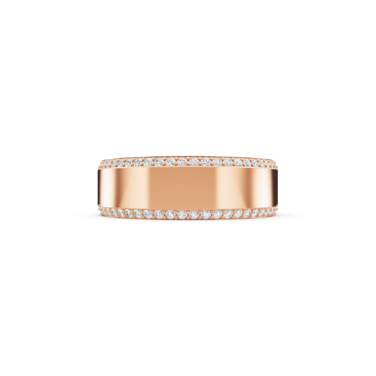 14K Rose Gold Men's Round Cut Diamond Pave Edge Eternity Band - 6mm - Side