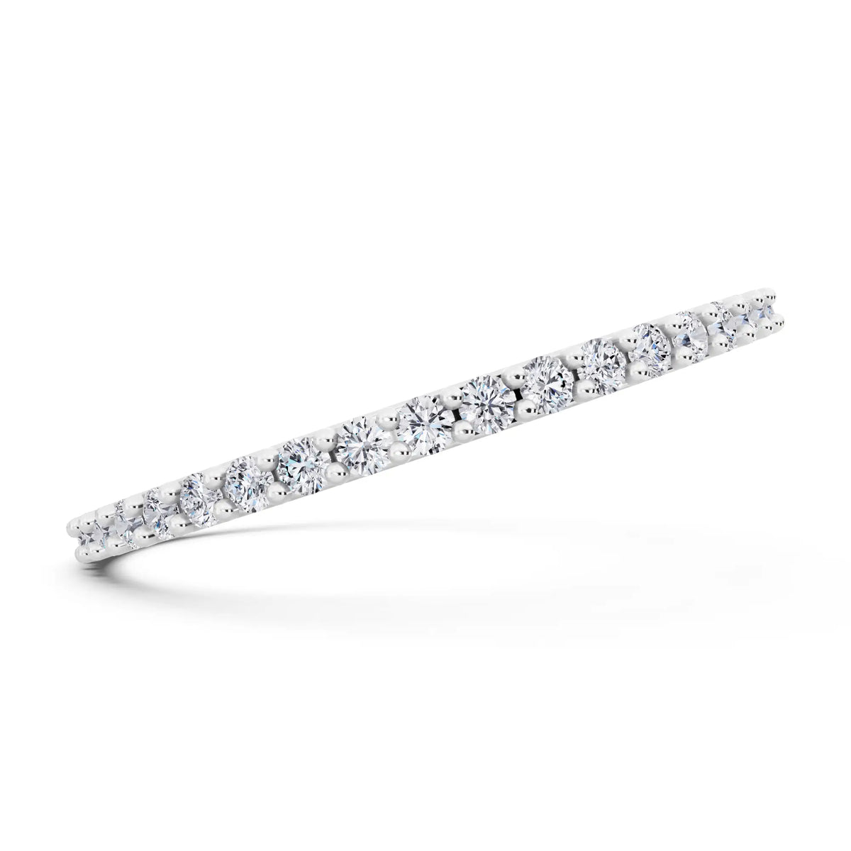 10K White Gold Round Cut Diamond 4 Prong Eternity Band - 1.6mm - Side