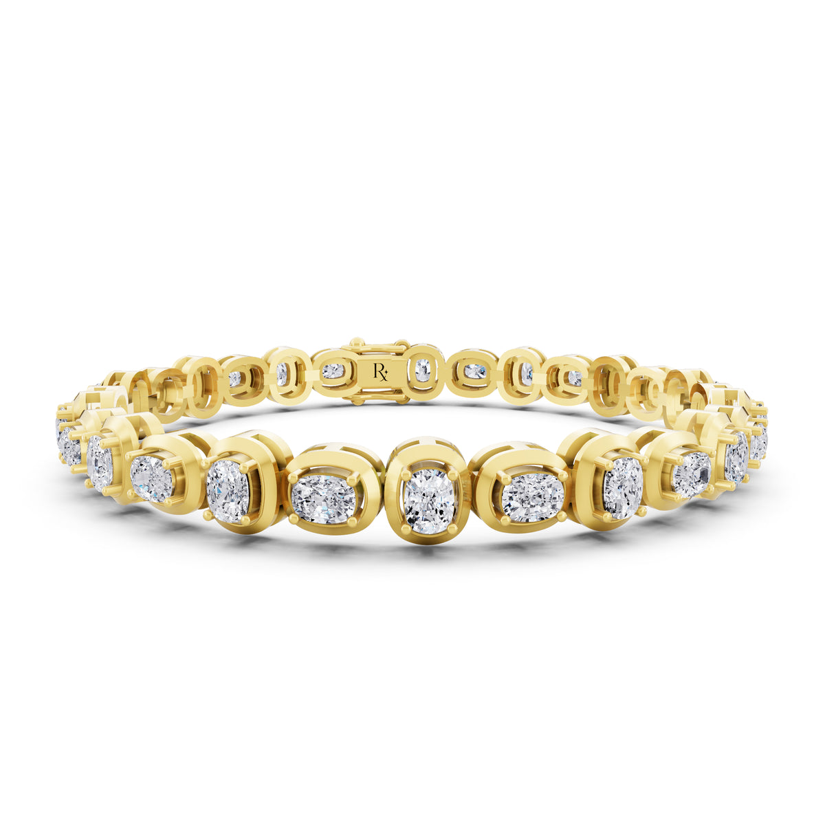 14K Yellow Gold Cushion Cut Diamond Tennis Bracelet - Main