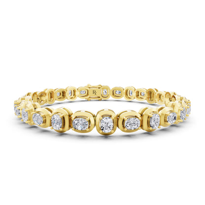 14K Yellow Gold Cushion Cut Diamond Tennis Bracelet - Main
