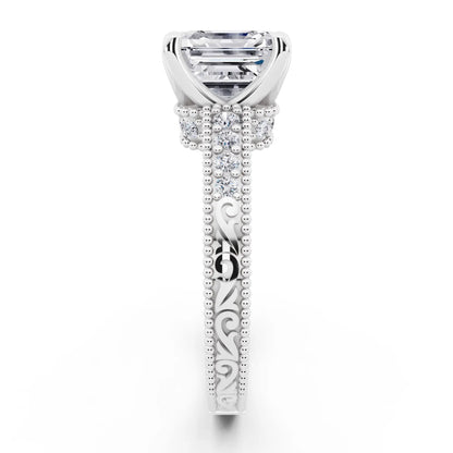 Platinum Asscher Cut Diamond Vintage - side view