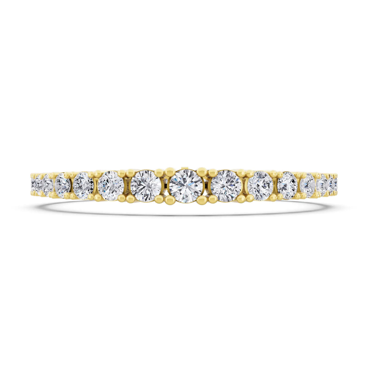 10K Yellow Gold Graduated Round Cut Diamond Tennis Bracelet - Front