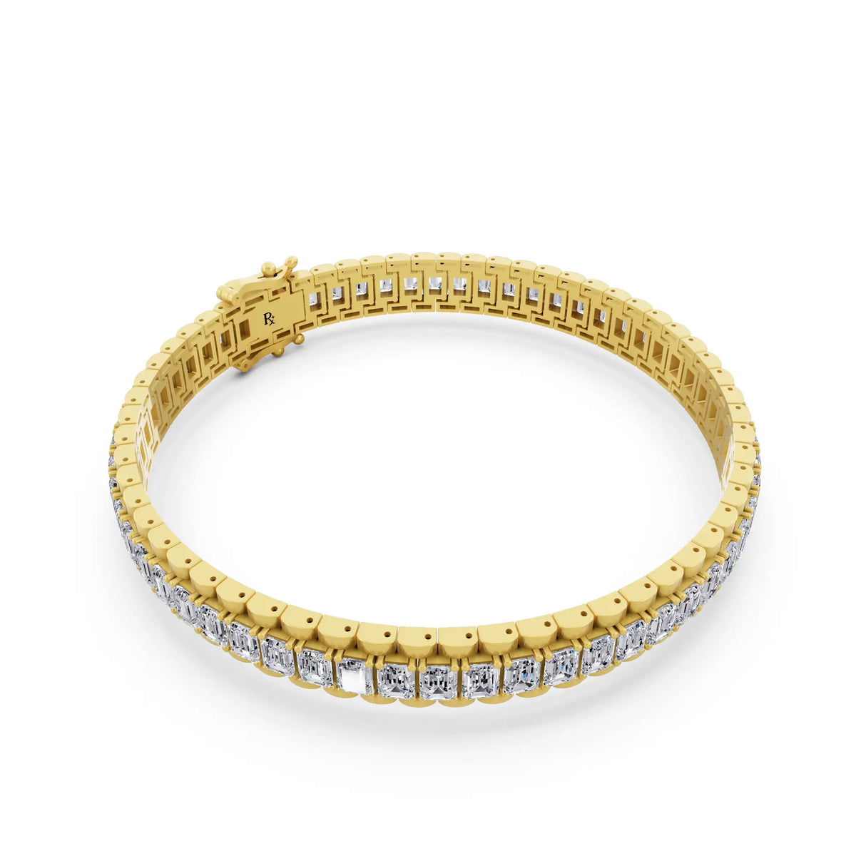 10K Yellow Gold Emerald Cut Diamond Tennis Bracelet - Left
