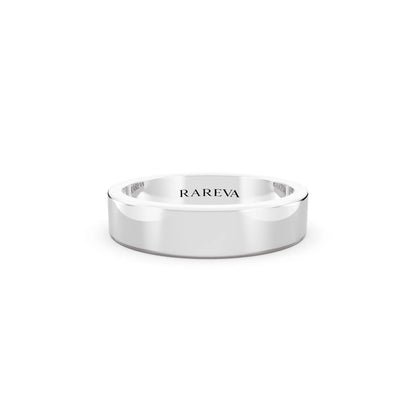 14K White Gold Men's Soft Edge Flat Wedding Band - 4.5mm - Front