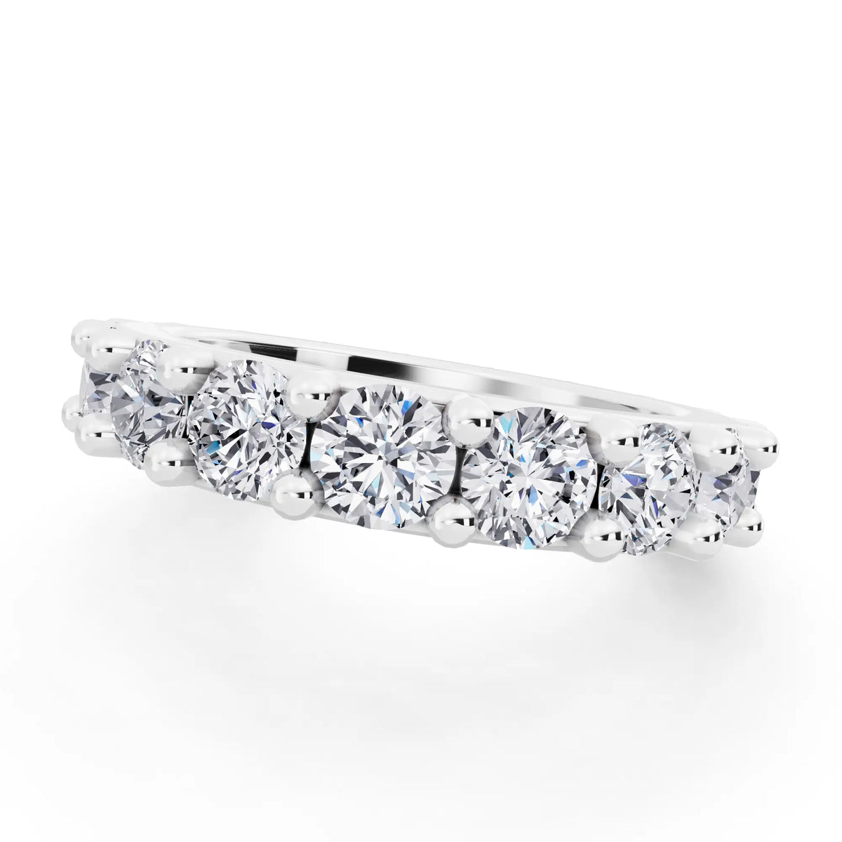 Platinum Round Cut Diamond 4 Prong Eternity Band - 3.5mm - Close up