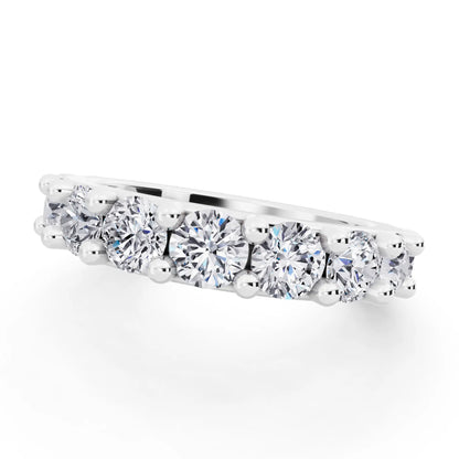Platinum Round Cut Diamond 4 Prong Eternity Band - 3.5mm - Close up