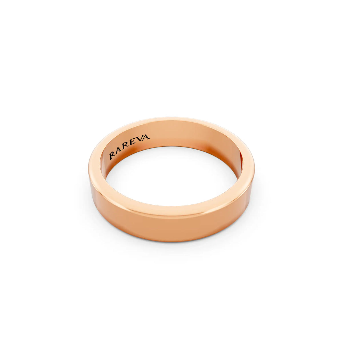 14K Rose Gold Men's Flat Wedding Band - 4.5mm - Left