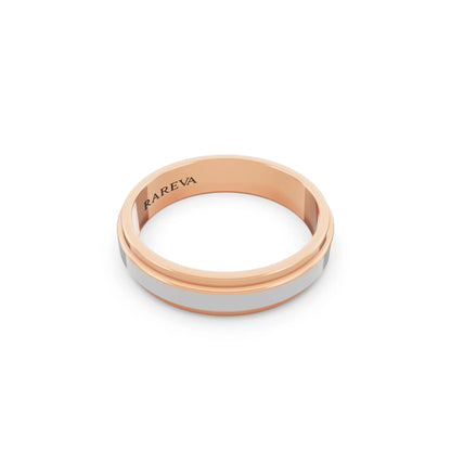 14K Rose Gold Men's Step Edge Wedding Band - 4.5mm - Left