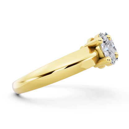 14K Yellow Gold Five Stone Oval Cut Diamond Half Eternity Wedding Band - 2.7mm - Side
