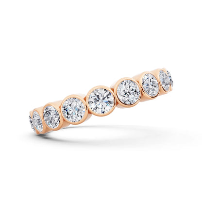 14K Rose Gold Round Cut Bezel Set Diamond Full Eternity Wedding Band - 3.5mm - Side