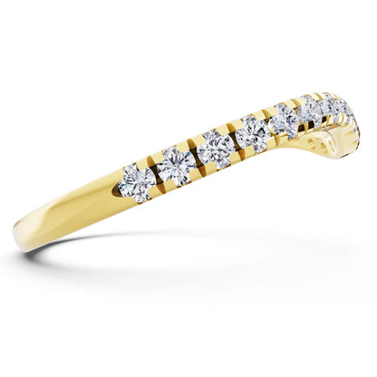 14K Yellow Gold Round Cut Diamond Crescent Curved Band - 1.6mm - Side