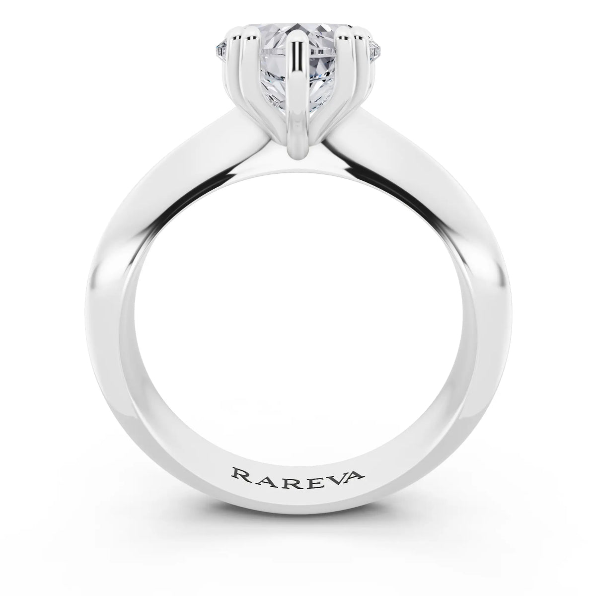 Platinum Heart Cut Diamond Solitaire Ring with Knife Edge Band - through finger