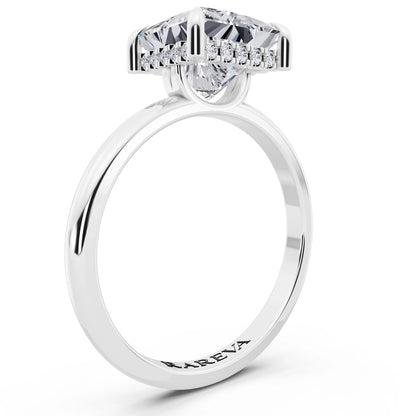 Platinum Princess Cut Diamond Solitaire Ring with Hidden Halo - top view