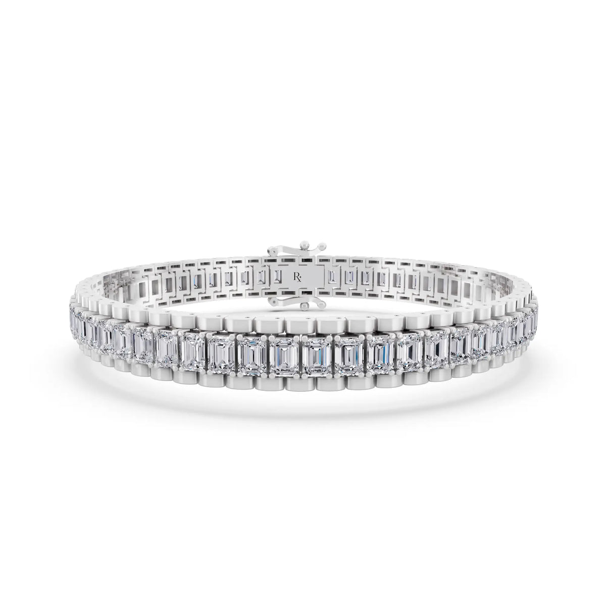 Silver Emerald Cut Diamond Tennis Bracelet - Main
