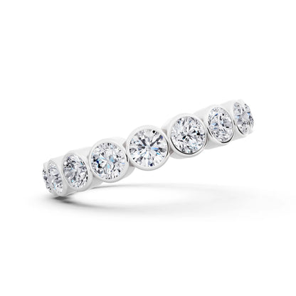 Platinum Round Cut Bezel Set Diamond Full Eternity Wedding Band - 3.5mm - Side