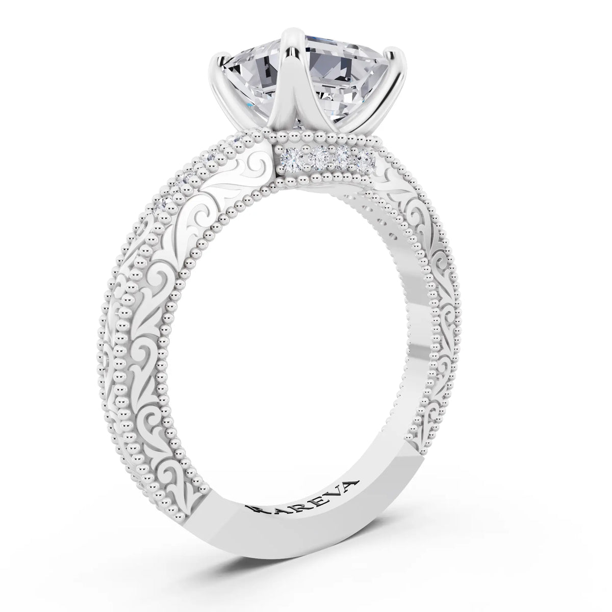 Platinum Asscher Cut Diamond Vintage - top view