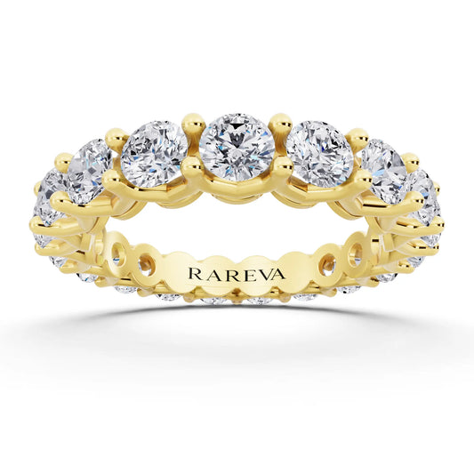 14K Yellow Gold Round Cut Diamond Unity Prong Eternity Band - 3.2mm - Front