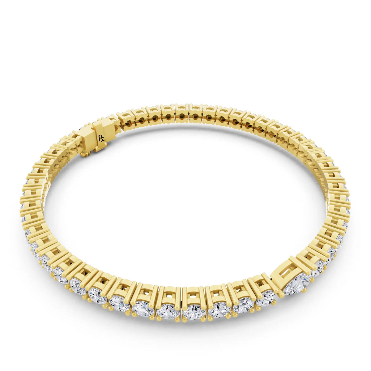 10K Yellow Gold Round Cut Diamond Tennis Bracelet with Pear Accent - Left