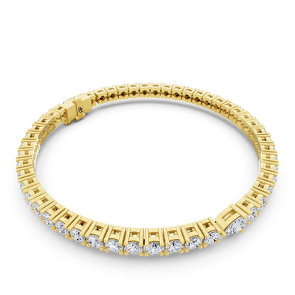10K Yellow Gold Round Cut Diamond Tennis Bracelet with Pear Accent - Left