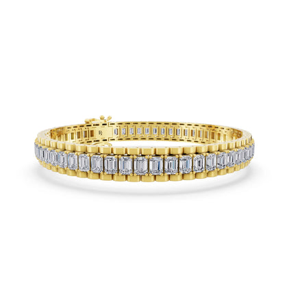 10K Yellow Gold Emerald Cut Diamond Tennis Bracelet - Top1