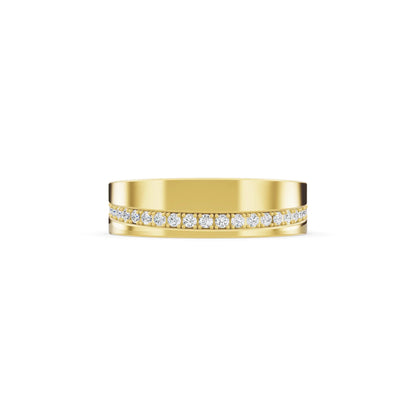 14K Yellow Gold Men's Round Cut Diamond Diagonal Pave Band - 5mm - Side