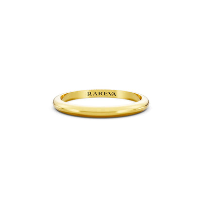 14K Yellow Gold Men's Classic Dome Wedding Band - 2mm - Front