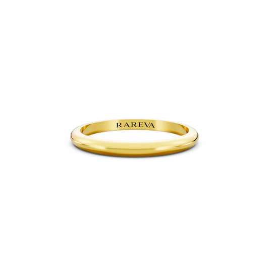 14K Yellow Gold Men's Classic Dome Wedding Band - 2mm - Front