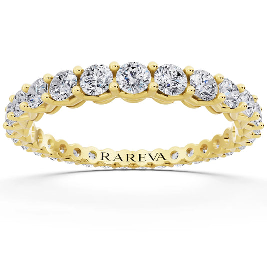 10K Yellow Gold Round Cut Diamond Unity Prong Eternity Band - 2mm - Front