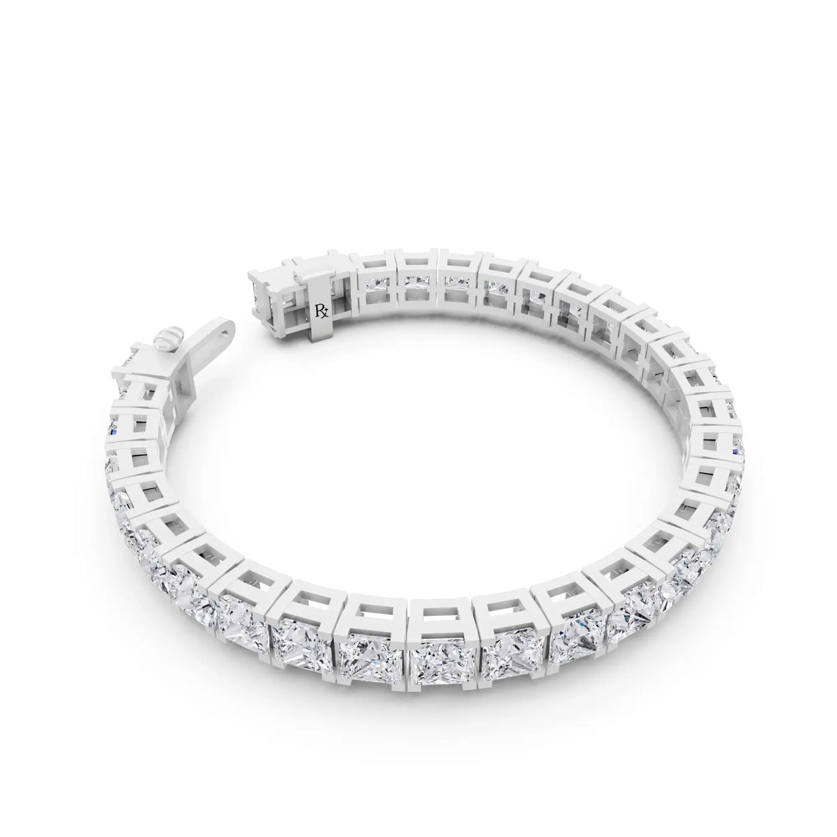 Silver Princess Cut Diamond Tennis Bracelet - Left