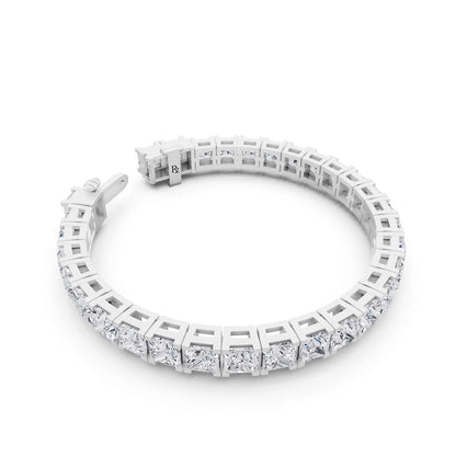 Silver Princess Cut Diamond Tennis Bracelet - Left