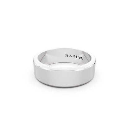 Platinum Men's Flat Wedding Band - 6mm - Close up