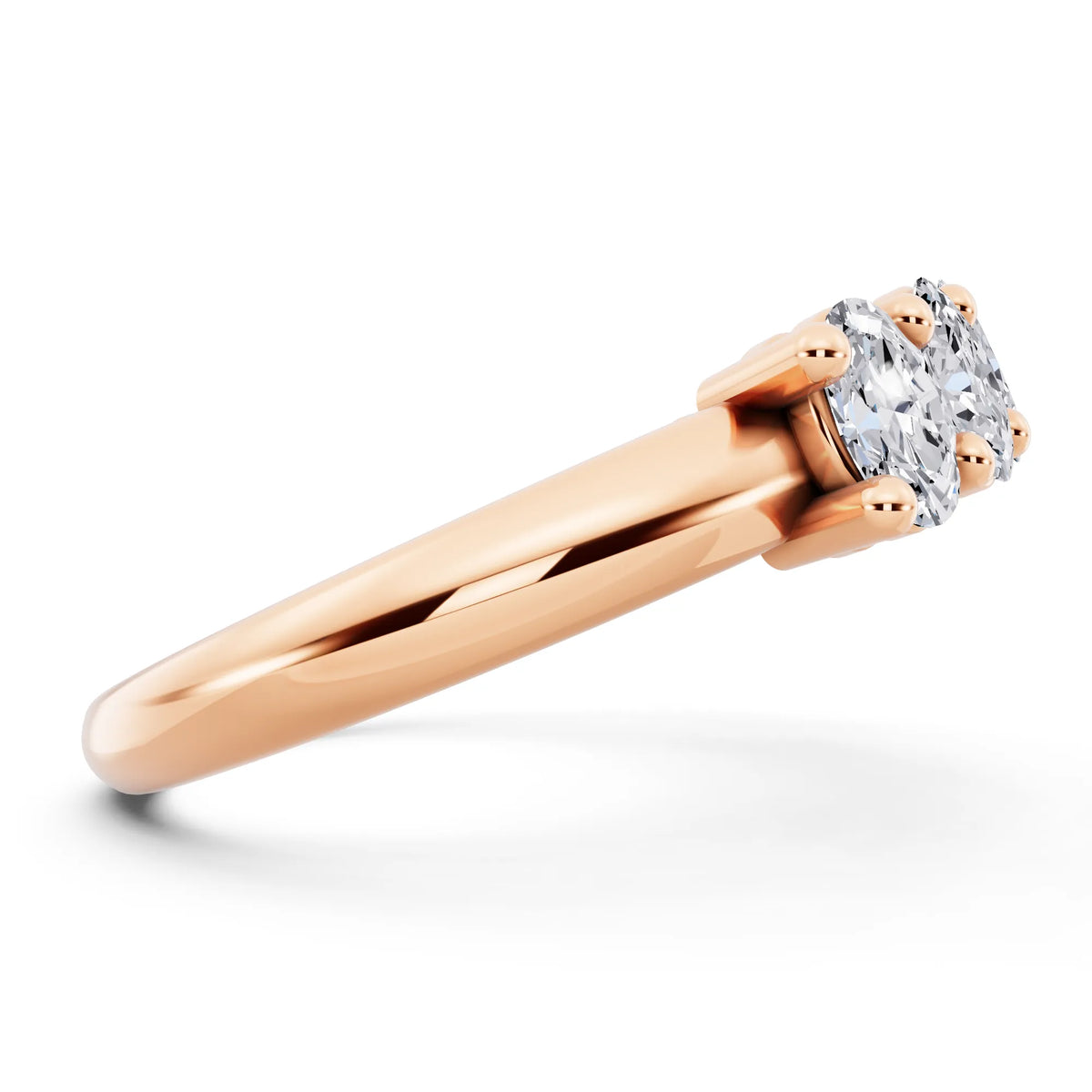 14K Rose Gold Seven Stone Oval Cut Diamond Half Eternity Wedding Band - 1.8mm - Side