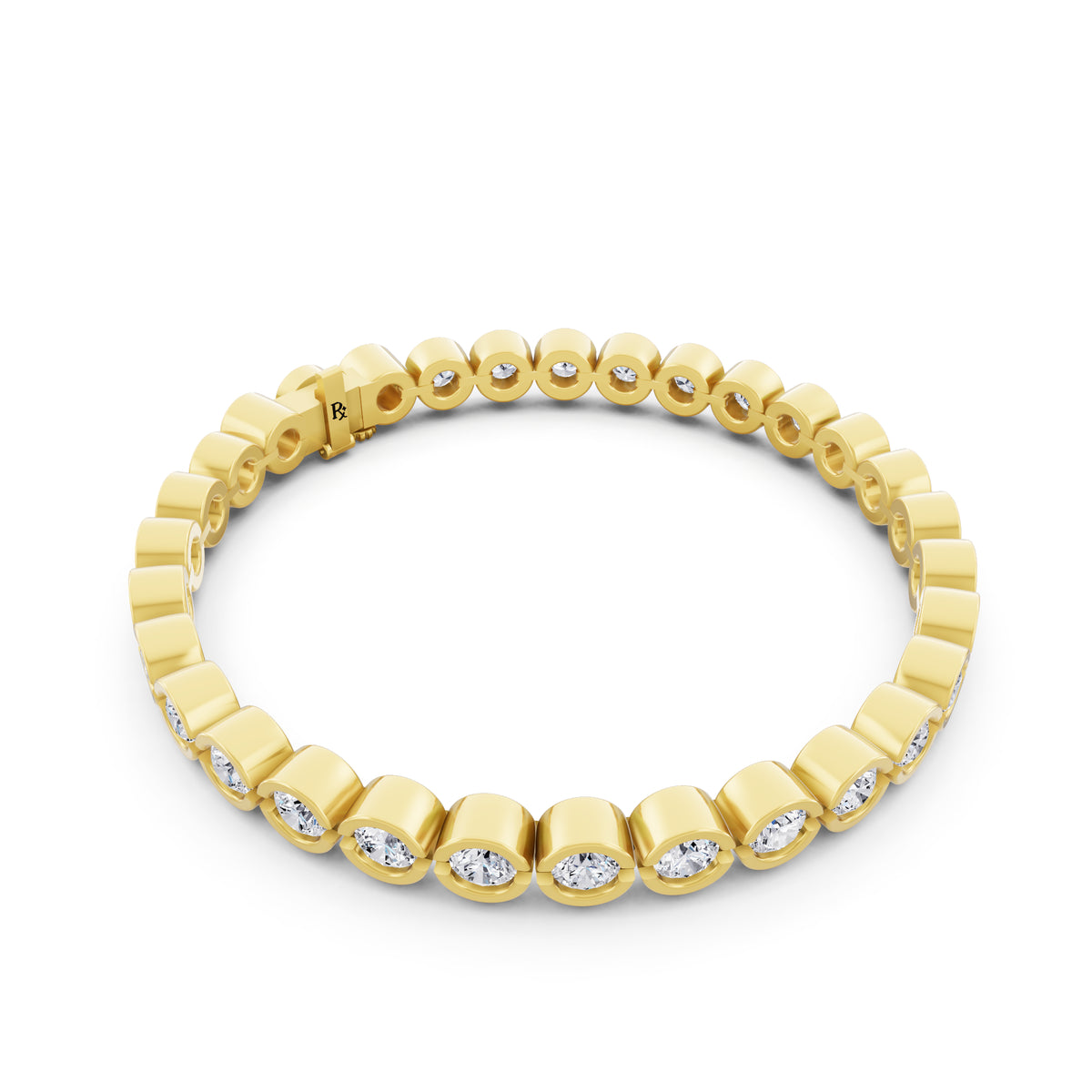 10K Yellow Gold Round Cut Bezel Set Diamond Tennis Bracelet - Left